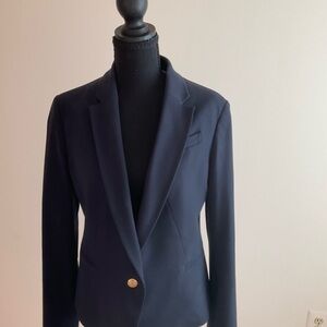 Ann Taylor Navy Single-Button Blazer with Gold Button